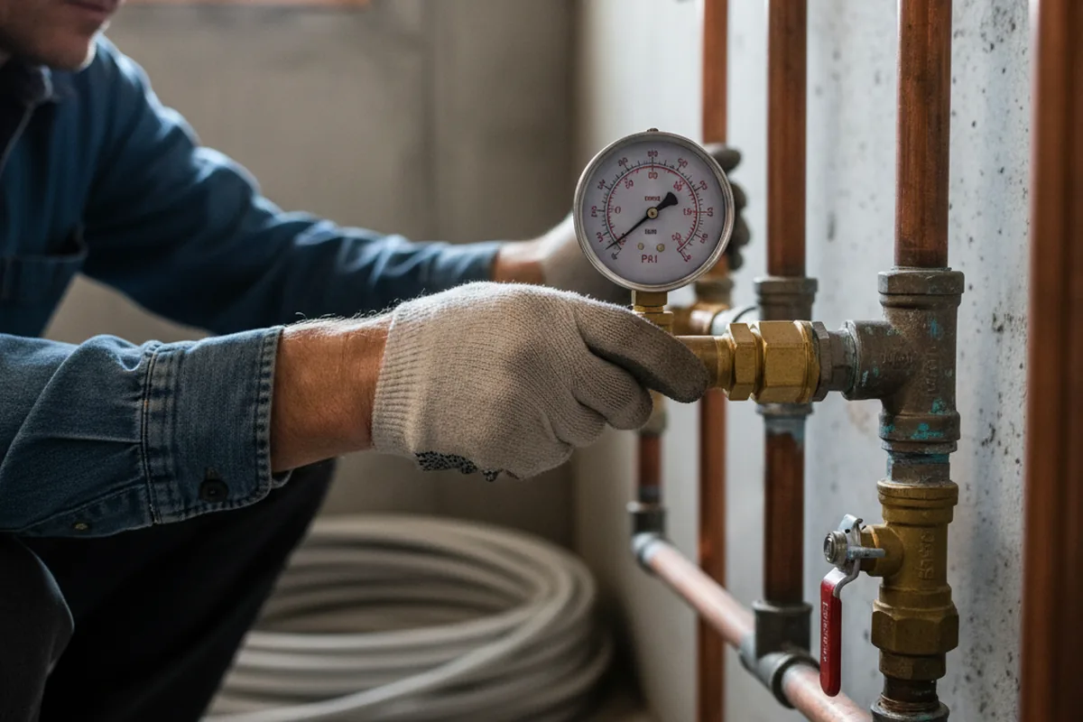 Pressure testing a repaired line during Water Line Repair in Gilroy